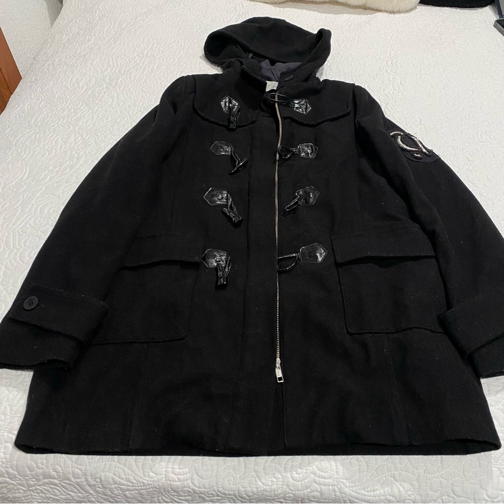 Wool Blend Winter Coat Toggle Button And Zip Up C… - image 1